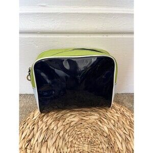 Estee Lauder Retro Lime Green And Cerulean Blue Color Block Make Up Bag Clutch